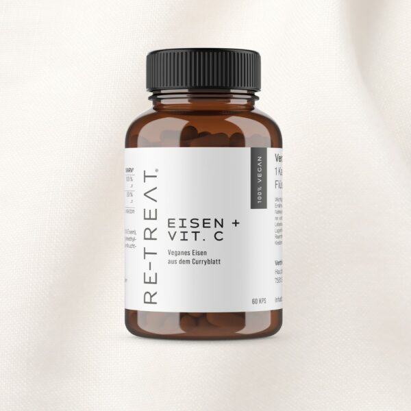 Eisen + Vitamin C – Pflanzliches Eisen aus Curryblatt – 60 Kapseln für mehr Energie