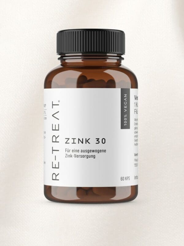 Zink 30 – 60 Kapseln mit hochdosiertem Zink für ein starkes Immunsystem, gesunde Haut, Haare und Nägel sowie Schutz vor oxidativem Stress.